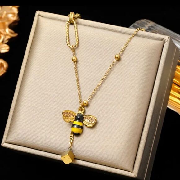 Bumble Bee 18K Gold Stainless Steel Waterproof Necklace - Picture 5 of 15